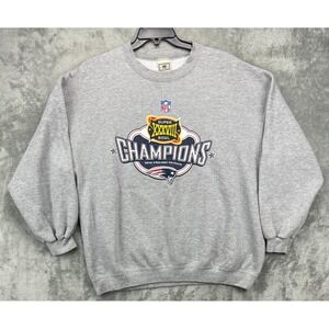 VTG Lee New England Patriots Sweatshirt 2XL‎ Gray NFL Super Bowl XXXVIII Champs